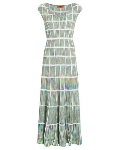 Missoni Knit Window Pane Midi Dress In Green-lt
