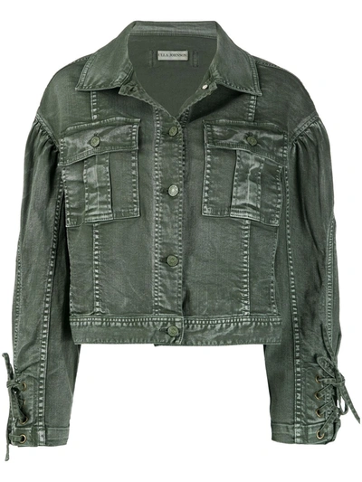 Ulla Johnson Atticus Cropped Denim Jacket In Olive/army