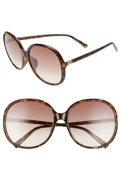 Givenchy 63mm Oversize Gradient Round Sunglasses In Dark Havana/brown