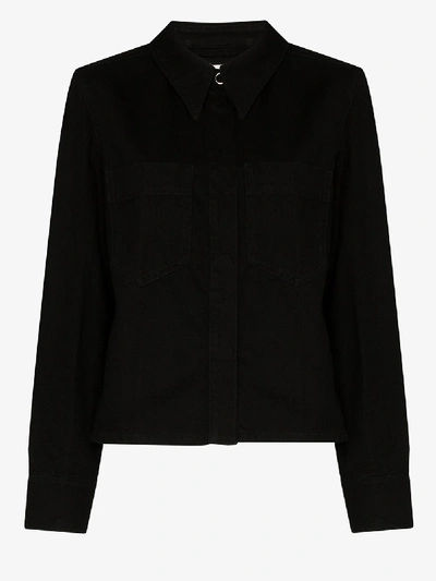 Lemaire Garment-dyed Cotton-twill Overshirt In Black