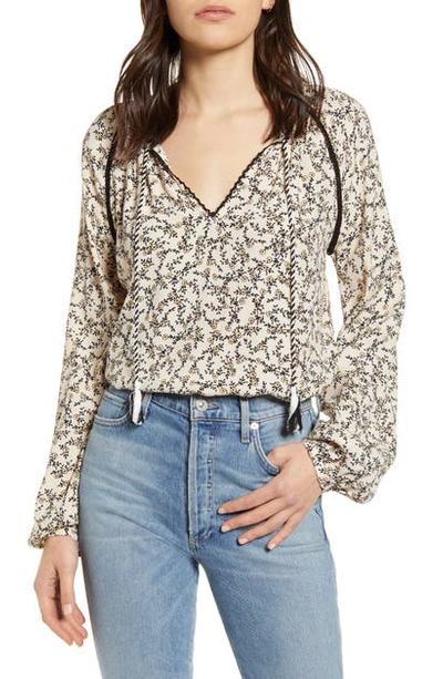 Cupcakes And Cashmere Women's Halston Printed Tassel Blouse In Cameo Rose