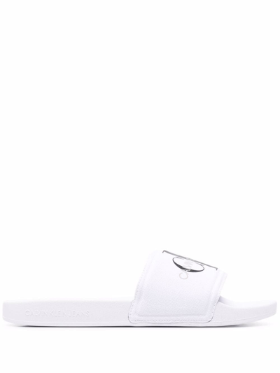 Calvin Klein Viggo Logo Sliders In White | ModeSens