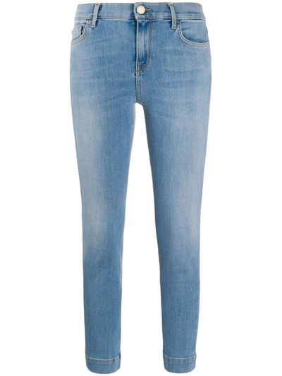 Pinko Mid Rise Stonewashed Skinny Jeans In Blue