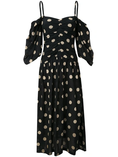 Bec & Bridge Josephine Polka Dot Midi Dress In Black