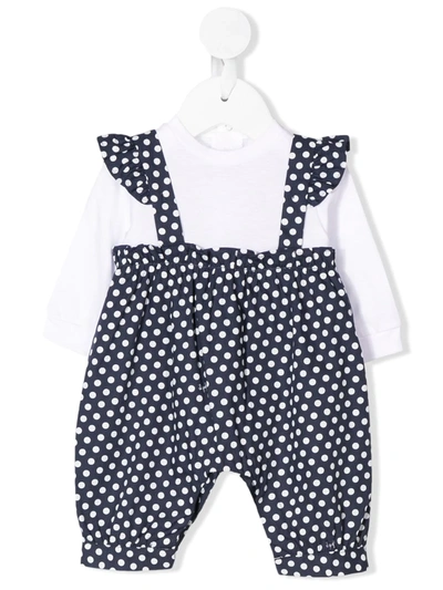 Il Gufo Layered Style Polka-dot Print Babygrow In Blue