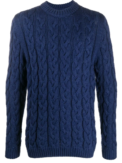 Alanui Cable Knit Sweater In Navy Blue