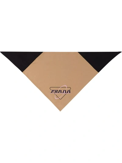 Prada Logo Print Scarf In Neutrals