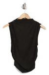 19 Cooper Gathered Boat Neck Knit Top In Black