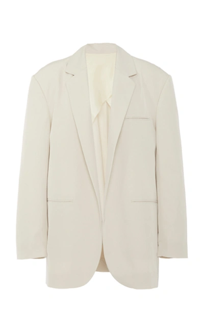 Deveaux Camilla Oversized Crepe Blazer In White