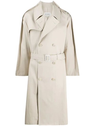 Maison Margiela Double-breasted Belted Trench Coat In Neutrals