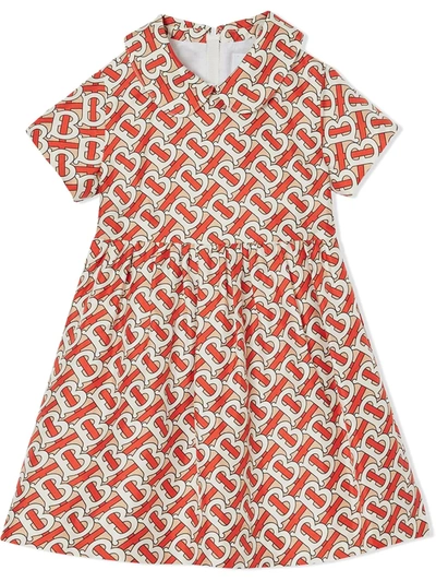 Burberry Kids Monogram Print Silk Dress - Red