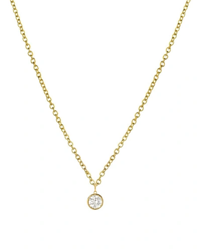 Zoe Lev Jewelry 14k Yellow Gold Small Bezel Diamond Pendant Necklace