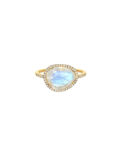 Zoe Lev Jewelry Diamond And Moonstone Ring In Gold