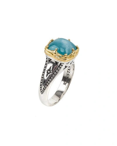 Konstantino Astria Aquamarine Square Ring In Gold