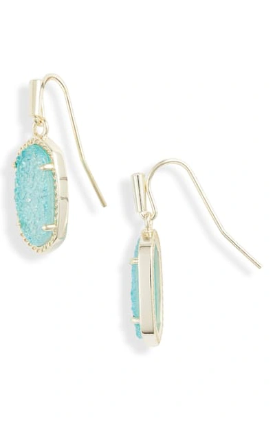 Kendra Scott Lee Earrings In 14k Plated Brass In Gold Bright Aqua Drusy