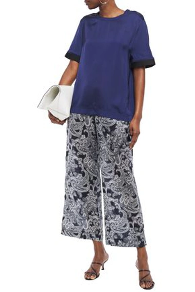 Acne Studios Tennessee Printed Chiffon Wide-leg Trousers In Midnight Blue