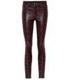 J Brand L8001 Leopard-print Stretch-leather Skinny Pants In Purple