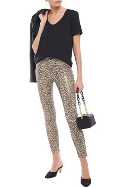 J Brand L8001 Leopard-print Stretch-leather Skinny Trousers In Gold