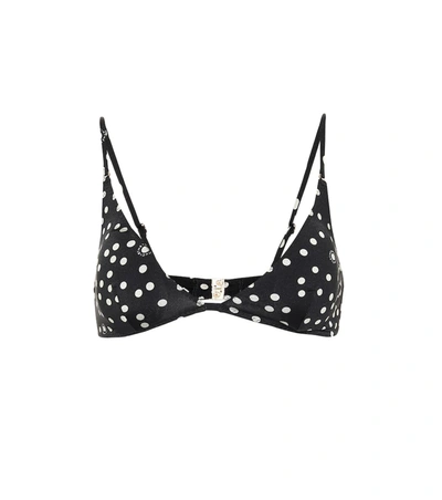 Stella Mccartney Polka-dot Triangle Bikini Top In Black
