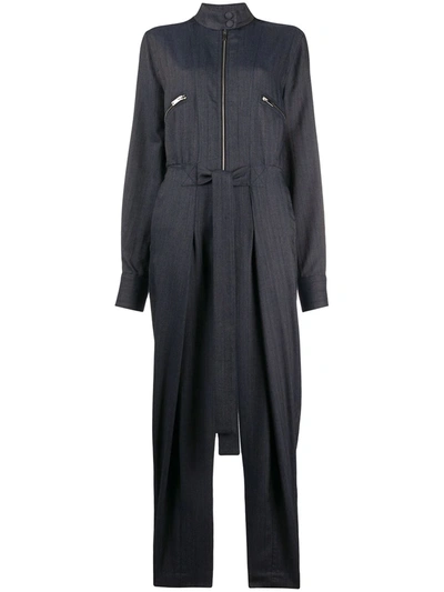 Stella Mccartney Tie-waist Zipped Denim Jumpsuit In Black