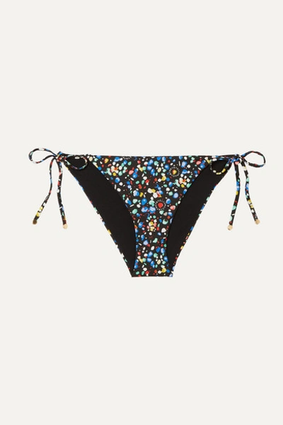 Stella Mccartney Timeless Basics Printed Low-rise Bikini Briefs In Black