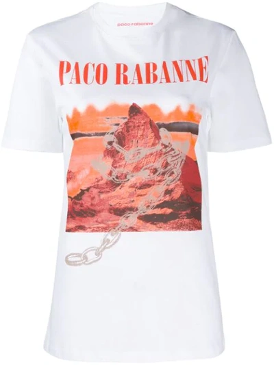 Paco Rabanne Printed Cotton-jersey T-shirt In Bianco