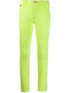 Philipp Plein High Rise Denim Leggings In Yellow