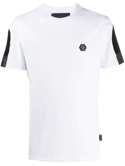 Philipp Plein Ribbed Tape Cotton T-shirt In White