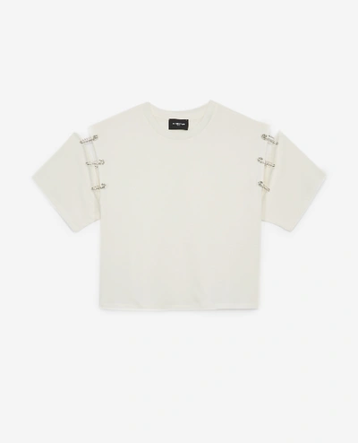 The Kooples White Cotton T-shirt With Rhinestones