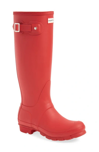 Hunter Tour Packable Waterproof Rain Boot In Military Red