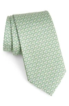 Ferragamo Lampo Gancini Pattern Silk Tie In Verde