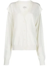 Maison Margiela Cutout Cotton And Wool-blend Cardigan In White