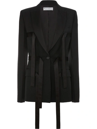 Jw Anderson Straps Detailed Tailored Blazer In Black