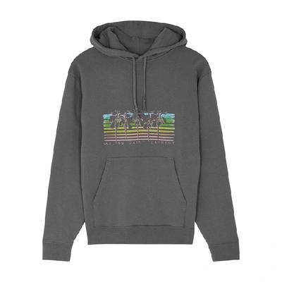 Saint Laurent Malibu Palms Print Hooded Sweatshirt In Grey