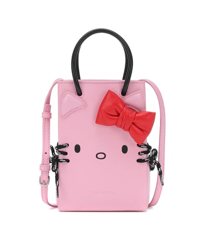 Balenciaga Hello Kitty® Leather Phone Pouch In Pink