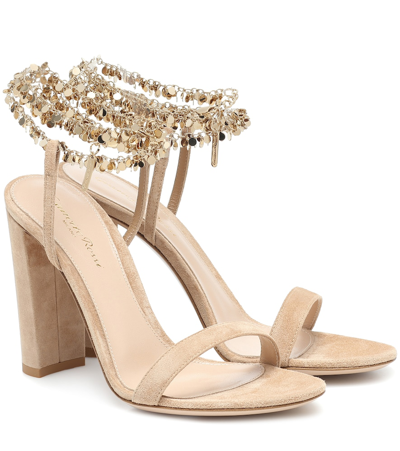 Gianvito Rossi Tebe 100 Suede Sandals In Beige