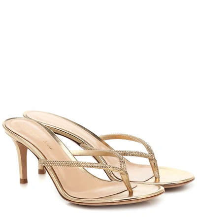 Gianvito Rossi India 70 Leather Thong Sandals In Gold