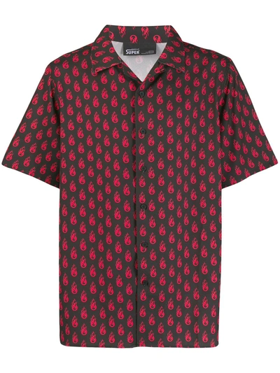 Vision Of Super Flame Print Boxy-fit Shirt In Black