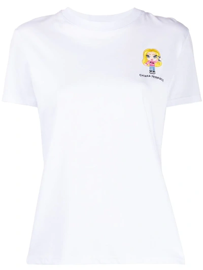 Chiara Ferragni T-shirt With Embroidered Mascot In White