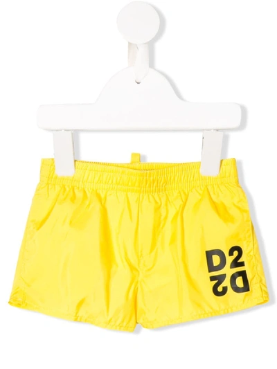 Dsquared2 Babies' Yello Swimsuit With D2 Logo In Giallo