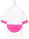 Stella Mccartney Kids' White T-shirt For Girl With Fuchsia Logo In Magnolia