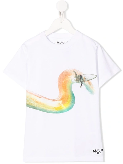 Molo Kids' White T-shirt For Boy With Colourful Surfboard