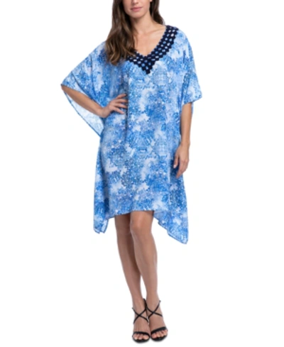 Profile By Gottex Taj Mahal Printed Tunic Swim Cover-up Women's Swimsuit In Multi Blue