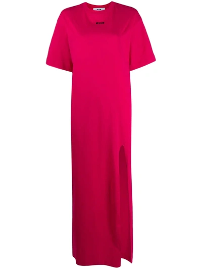 Msgm Side Slit T-shirt Dress In Pink
