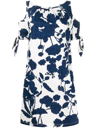 Talbot Runhof Floral Print Cut-out Dress In Blue