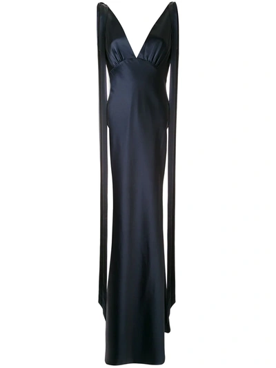 Rachel Gilbert Jule V-neck Gown In Blue