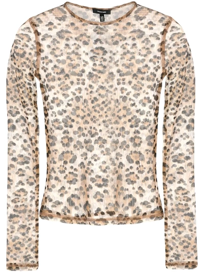 R13 Sheer Leopard Print Top In Brown