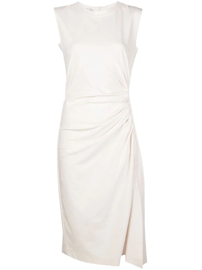 Brunello Cucinelli Ruched Mid-length Dress In White
