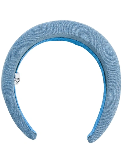 Ganni Padded Denim Hairband In Blue