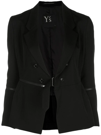 Y's Zip Detail Tailored Blazer In Black